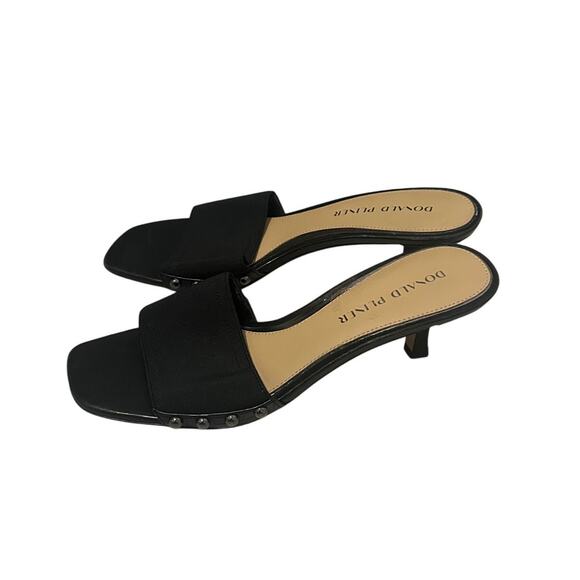 Donald Pliner Women's 8.5M Carice Black Tan Open Square Toe Two Inch Heel Sandal - Picture 1 of 6